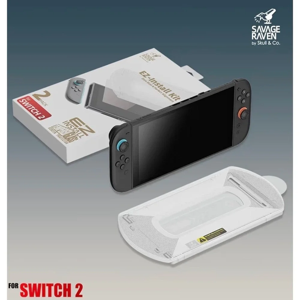Savage Raven Tempered Glass Screen Protector 2 Pack for‎ Switch 2